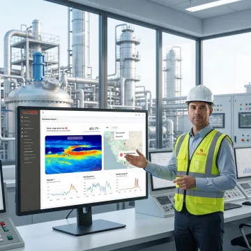 Engineer reviewing thermal data for plant equipment