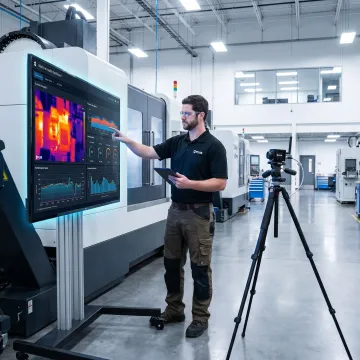 Engineer reviewing thermal analytics for industrial equipment