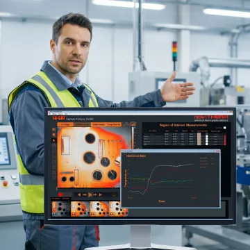 Engineer reviewing thermal bearing data