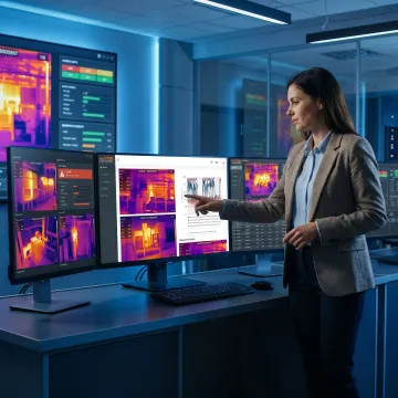 Engineer reviewing thermal monitoring data