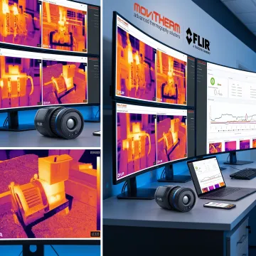 Engineers reviewing thermal imaging data on industrial system