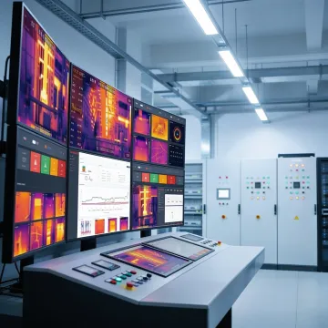 Engineer reviewing industrial thermal monitoring data