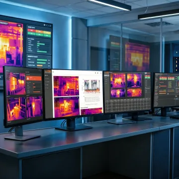Engineer reviewing thermal monitoring data