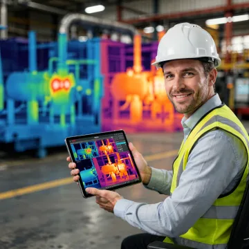 Engineer reviewing thermal asset data