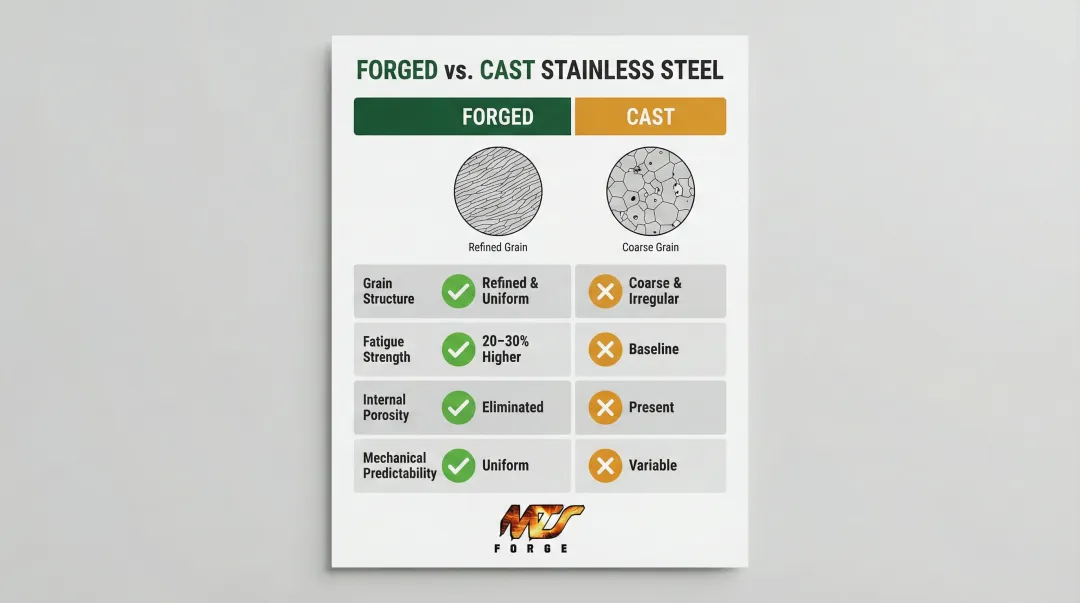 Forged versus cast stainless steel mechanical properties comparison for safety-critical components