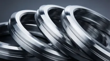 Aerospace jet engine turbine ring and bearing race forged components close-up