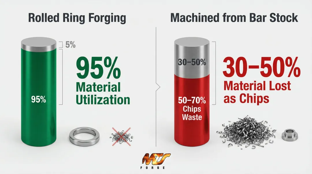 Material utilization comparison rolled ring forging versus machining from bar stock