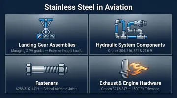 Four critical stainless steel component applications in commercial aircraft systems