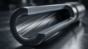 Cross-section diagram of nitrided gun barrel bore showing hardened surface layer