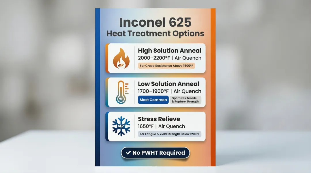 Inconel 625 three heat treatment options temperatures applications and cooling methods