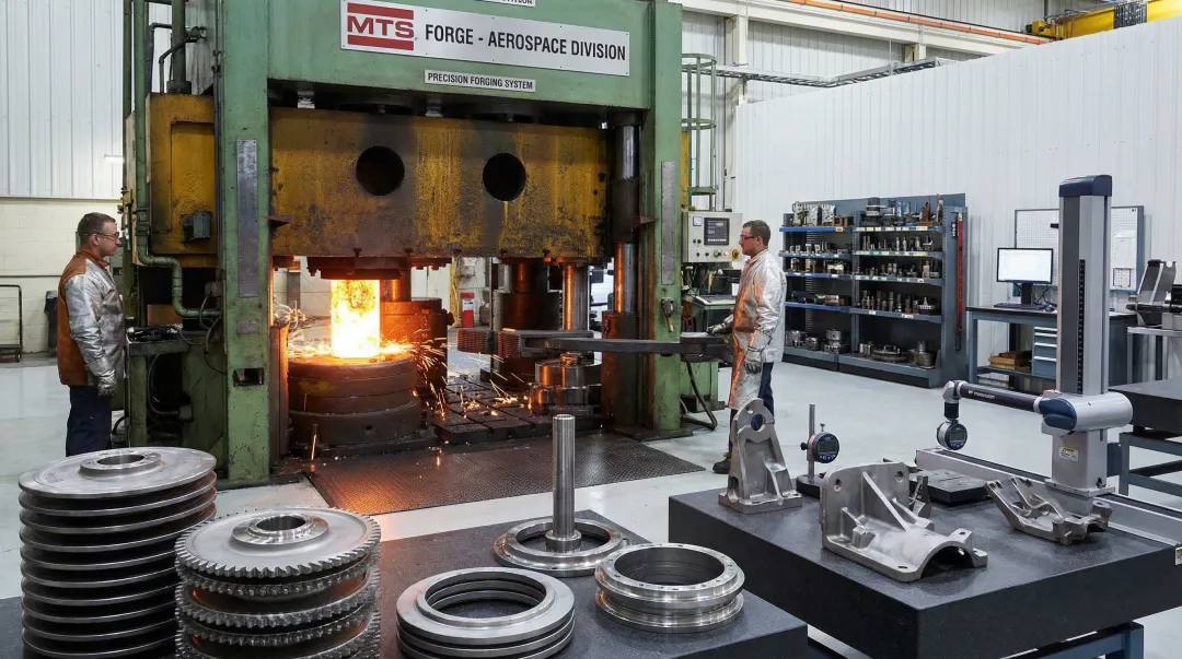 MTS Forge closed-die forging process for aerospace superalloy components production