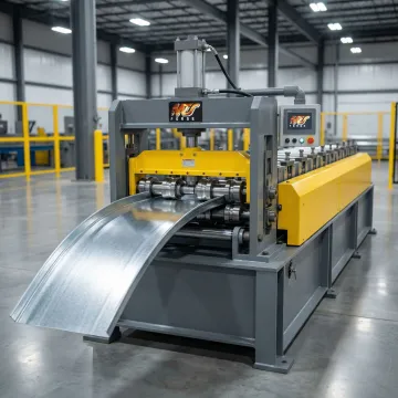 Cold roll forming machine in an industrial manufacturing facility