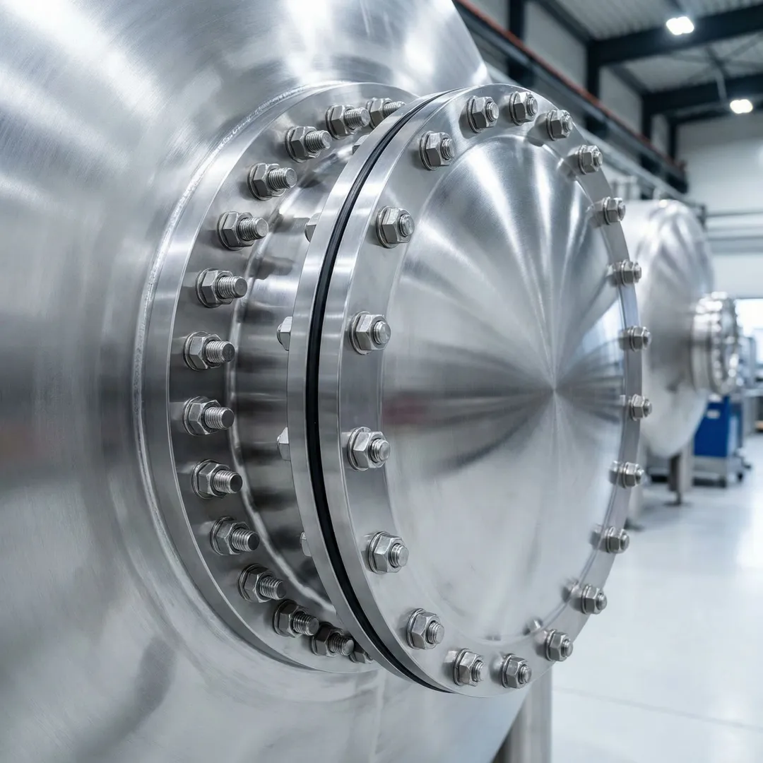 Precision-forged stainless steel tank manway component for industrial use