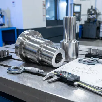 Finished stainless steel custom forged parts with dimensional inspection equipment in a PA forge shop