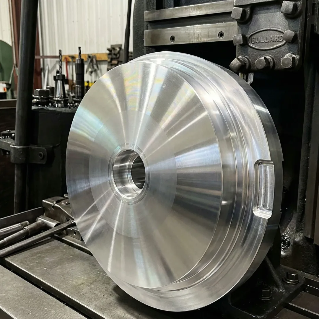 Aerospace-grade 2618 aluminum forging component on a precision machining table