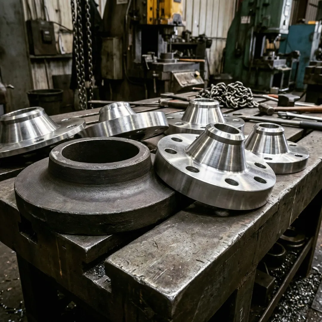 Alloy steel lap joint flanges manufactured by MTS Forge for industrial applications