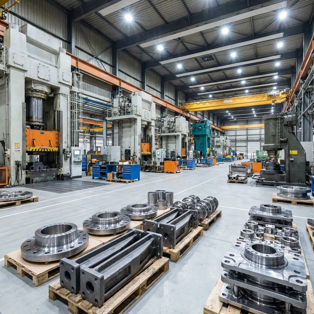 Military-grade forged metal components manufactured for defense contracts at MTS Forge facility