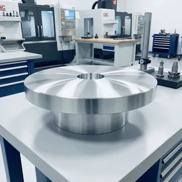 Close-up of a finished aluminum forged component with tight dimensional tolerances