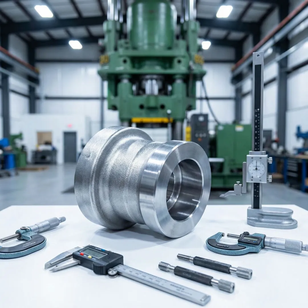 Precision alloy steel forged component inspected at MTS Forge facility