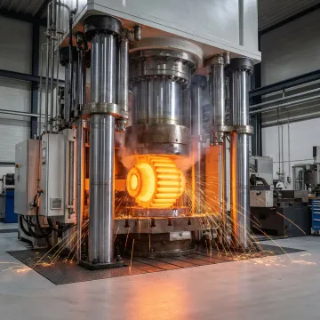 Alloy steel forging process at MTS Forge manufacturing facility in Coatesville, PA