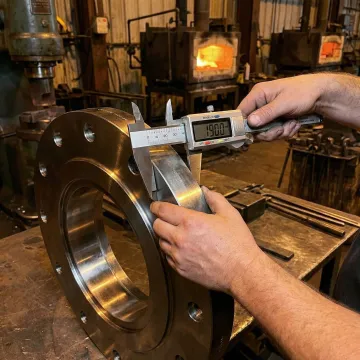 Alloy steel forged component being inspected at MTS Forge facility in Coatesville PA
