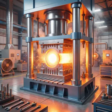 Aluminum forging manufacturing process at an industrial forge facility