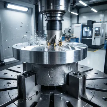 Custom CNC aluminum block forgings being precision machined in an industrial forge facility