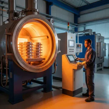 Aluminum heat treatment furnace processing aerospace-grade components in an industrial facility