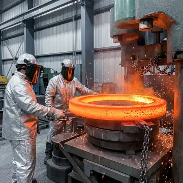 Custom stainless steel roll rings manufactured at MTS Forge facility