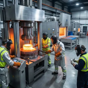 Defense forged metal components undergoing heat treatment at MTS Forge facility