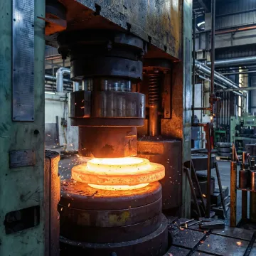 Incoloy 800HT flange forging process inside MTS Forge manufacturing facility