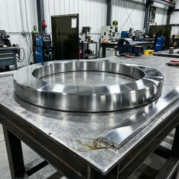 Stainless steel roll-formed profiles and components on an industrial workbench