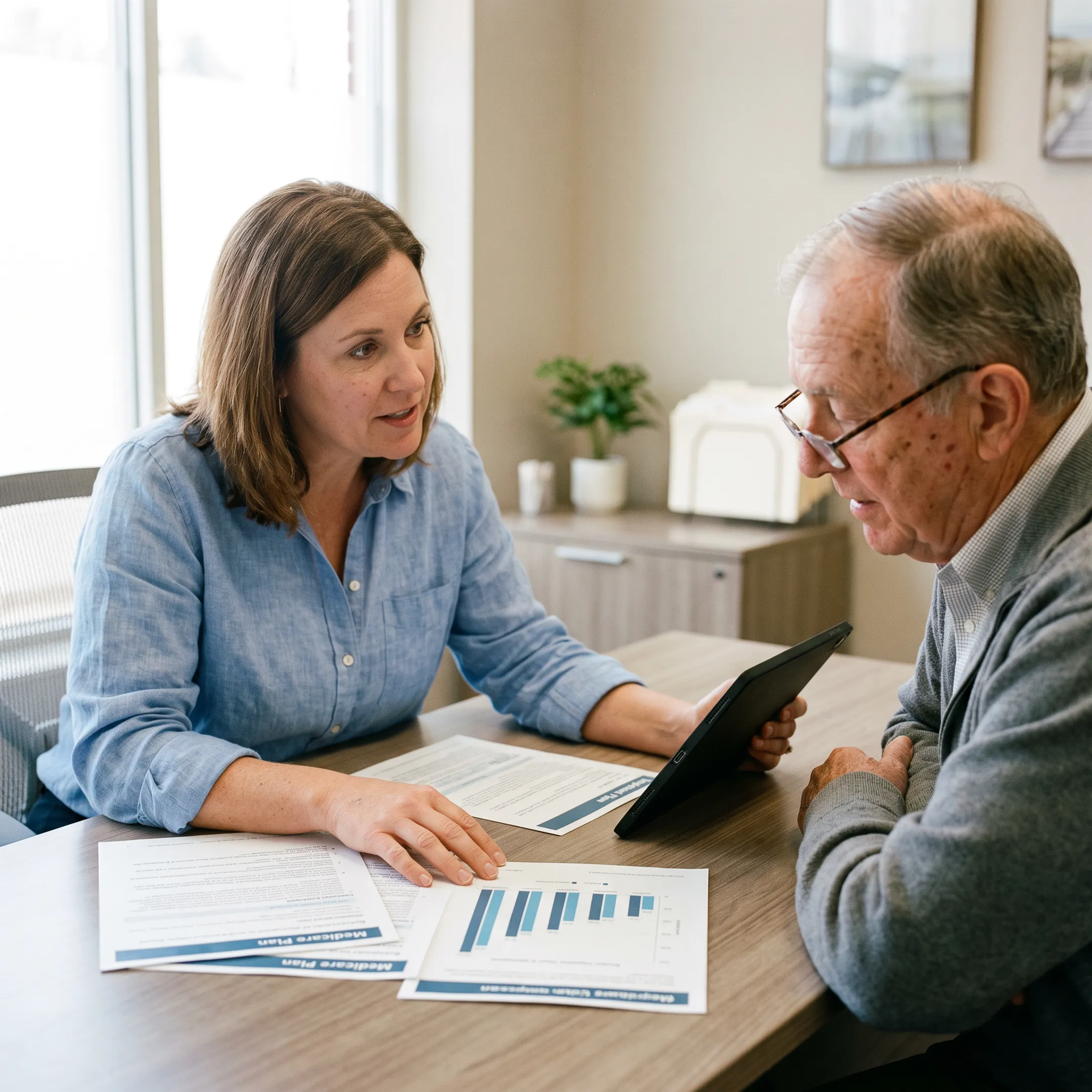 Adviser reviewing Medicare options with a client
