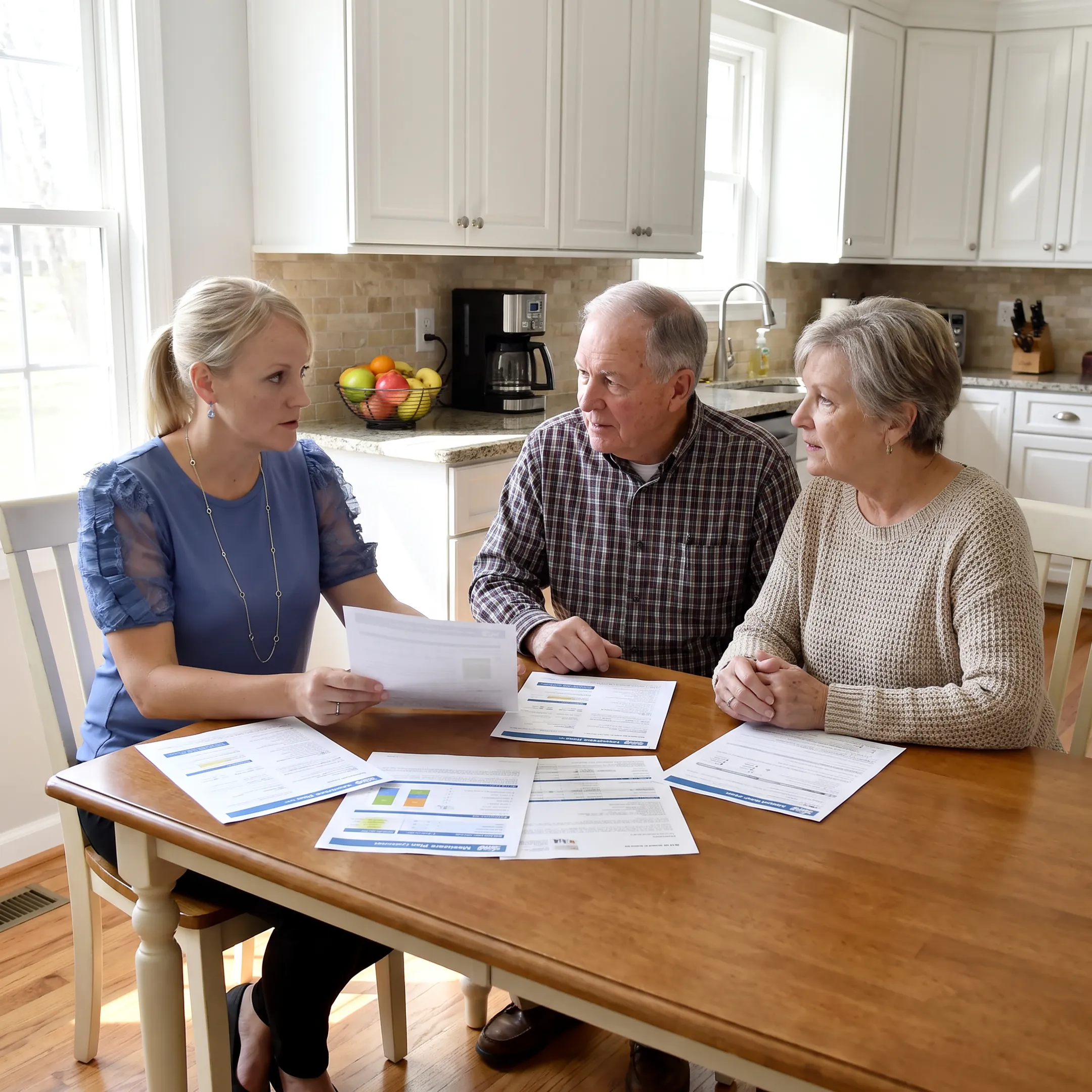 Senior couple reviewing Medicare plan information