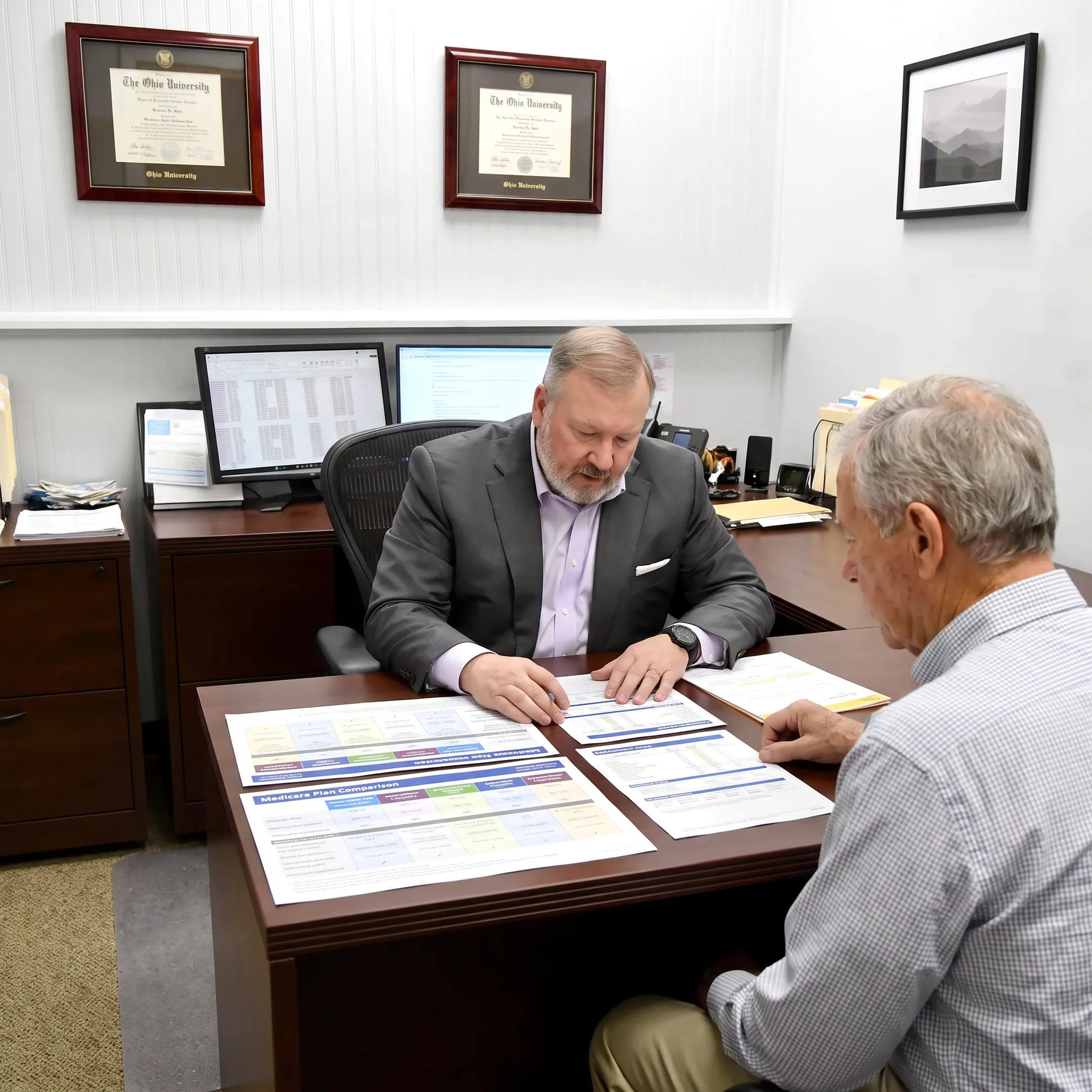 Agent helping a client compare Medicare plans