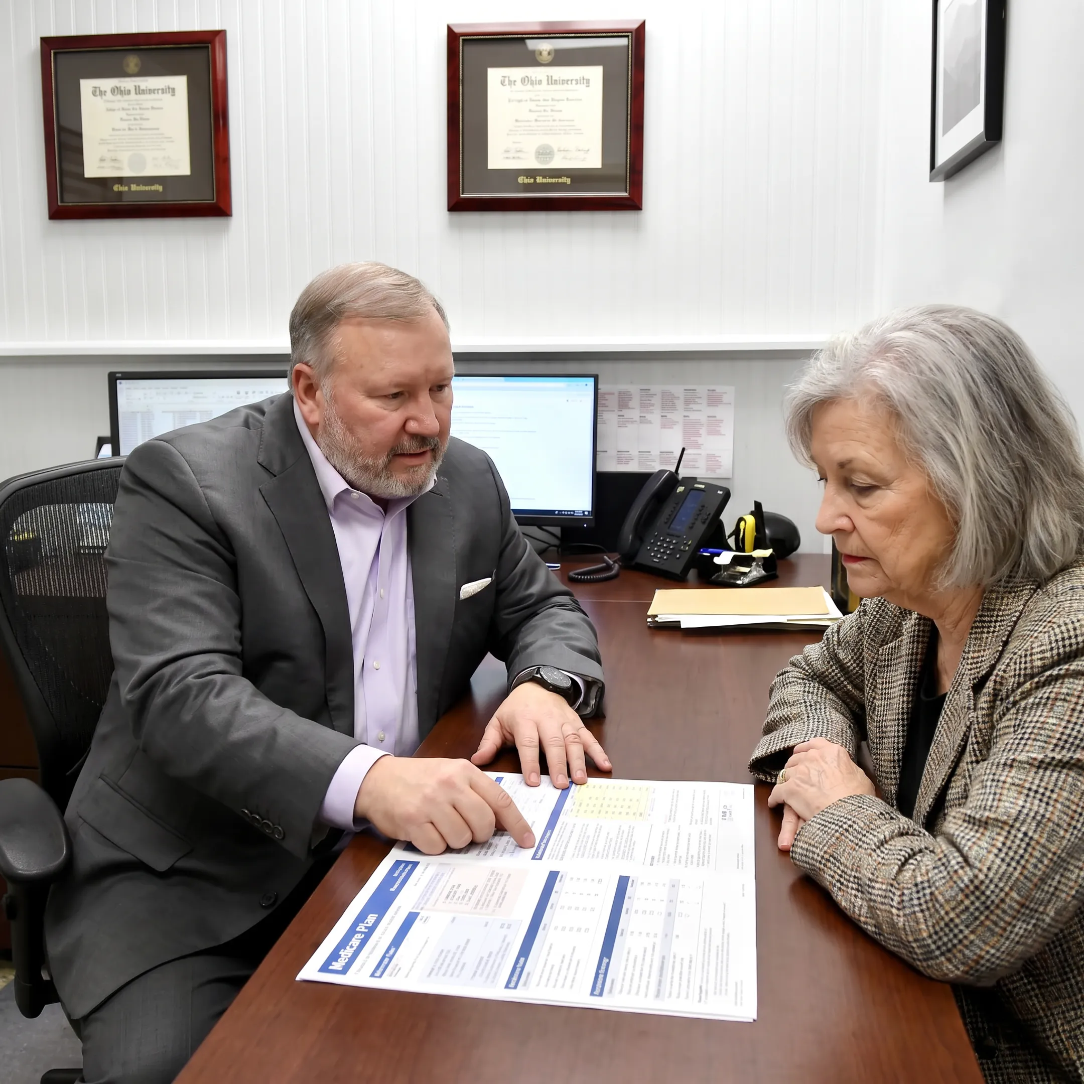Licensed agent reviewing Medicare options with a client