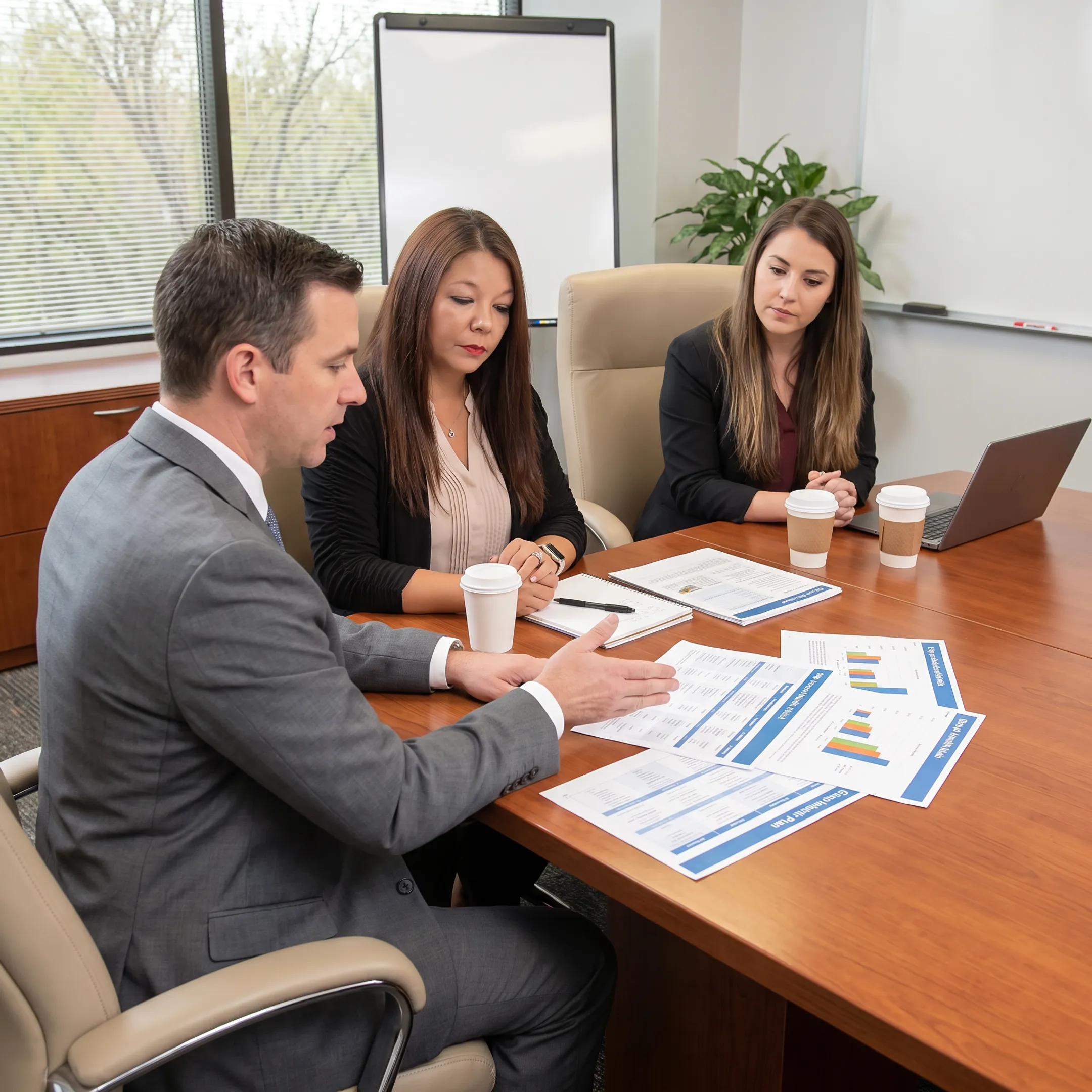 Benefits adviser reviewing group health coverage