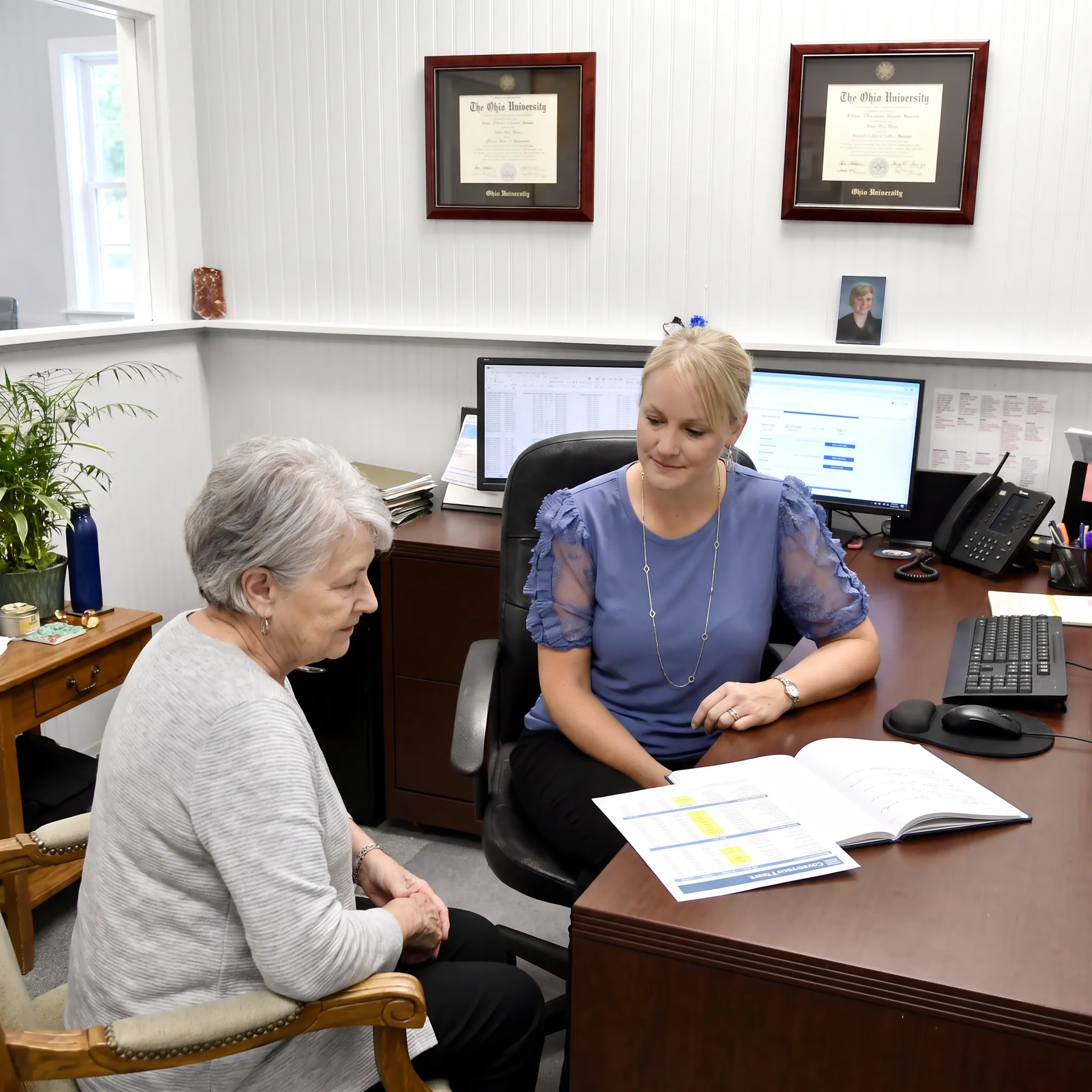 Agent explaining Medicare options to a client