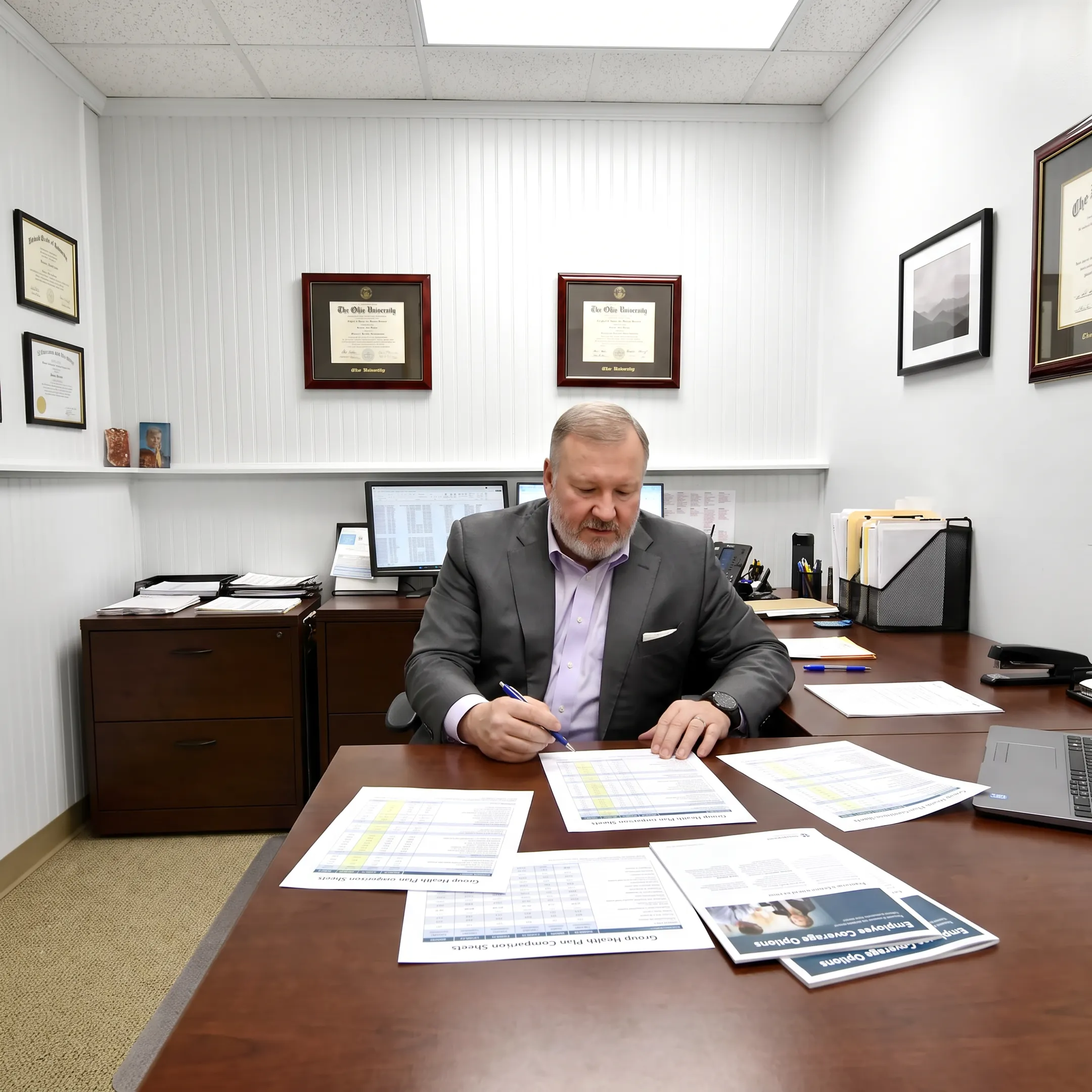 Benefits adviser discussing employee coverage options