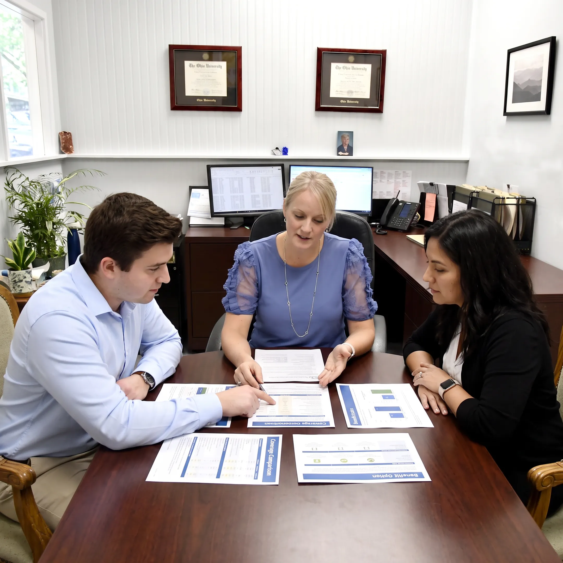 Adviser explaining insurance benefits to a client