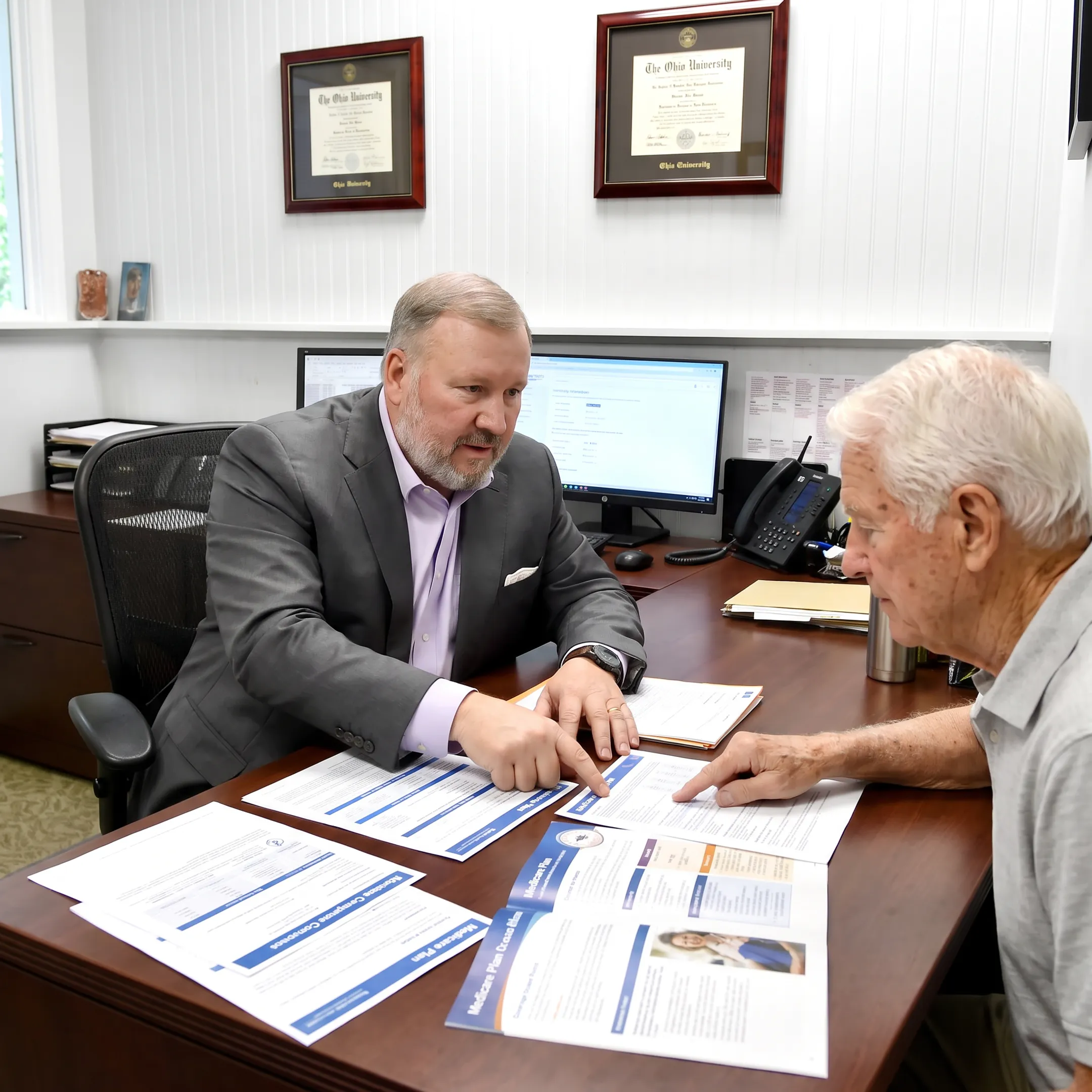Advisor reviewing Medicare plan options with a senior