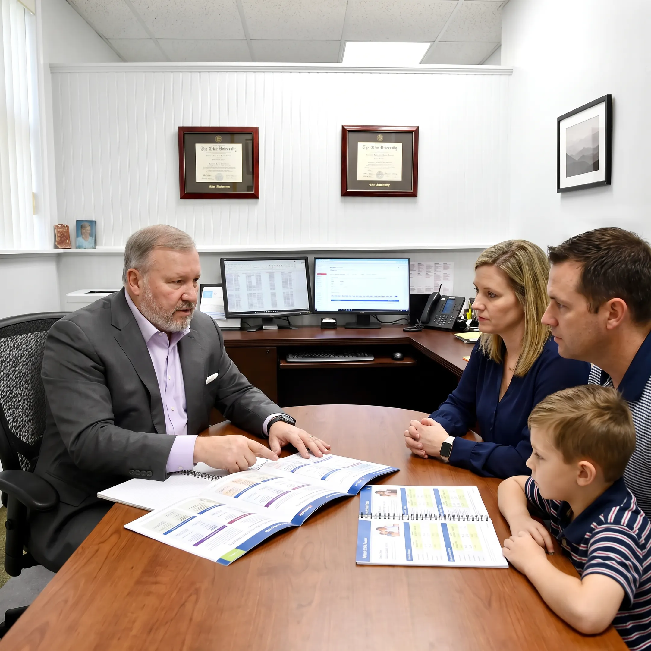 Insurance adviser explaining health plan options