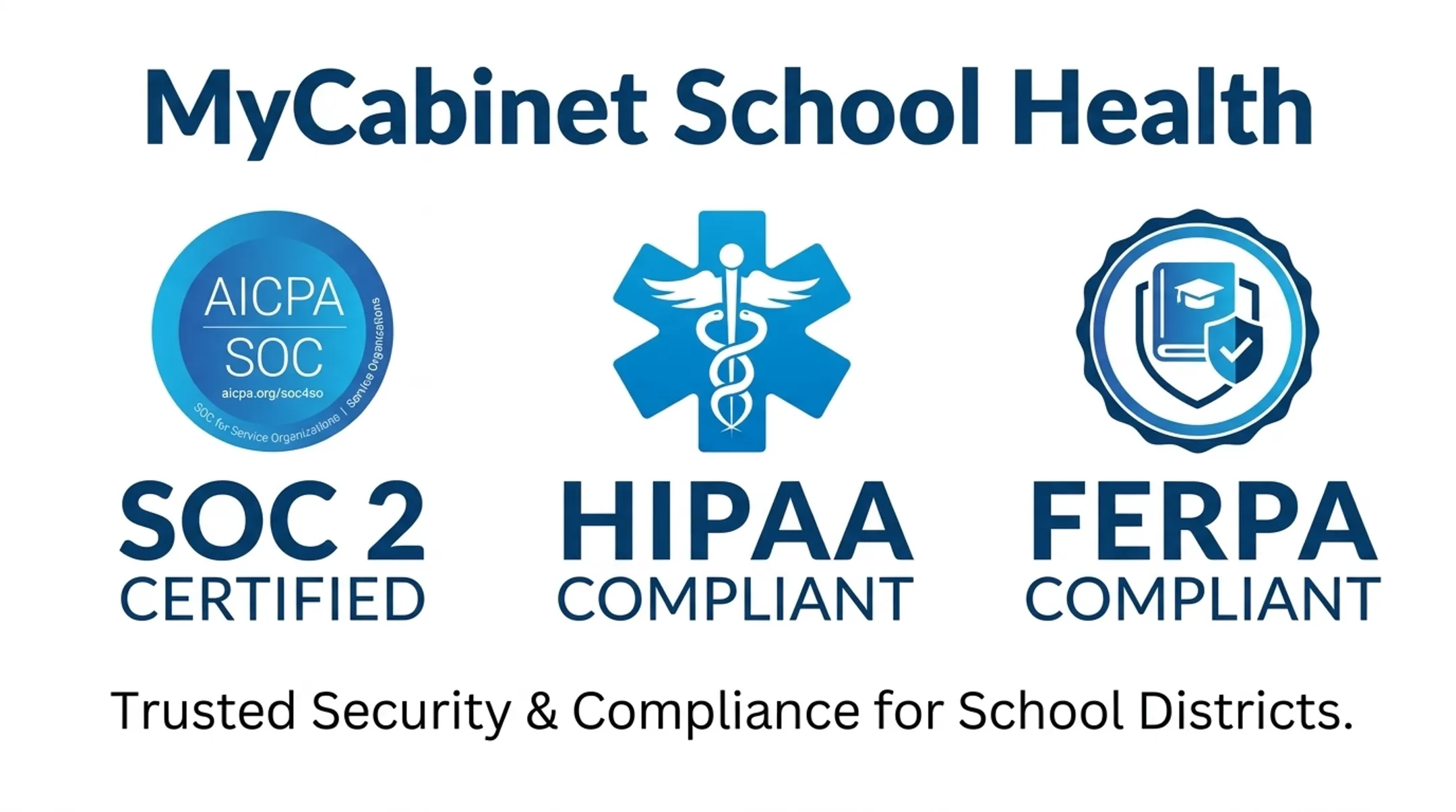 MyCabinet School Health HIPAA FERPA and SOC 2 compliance certification badges