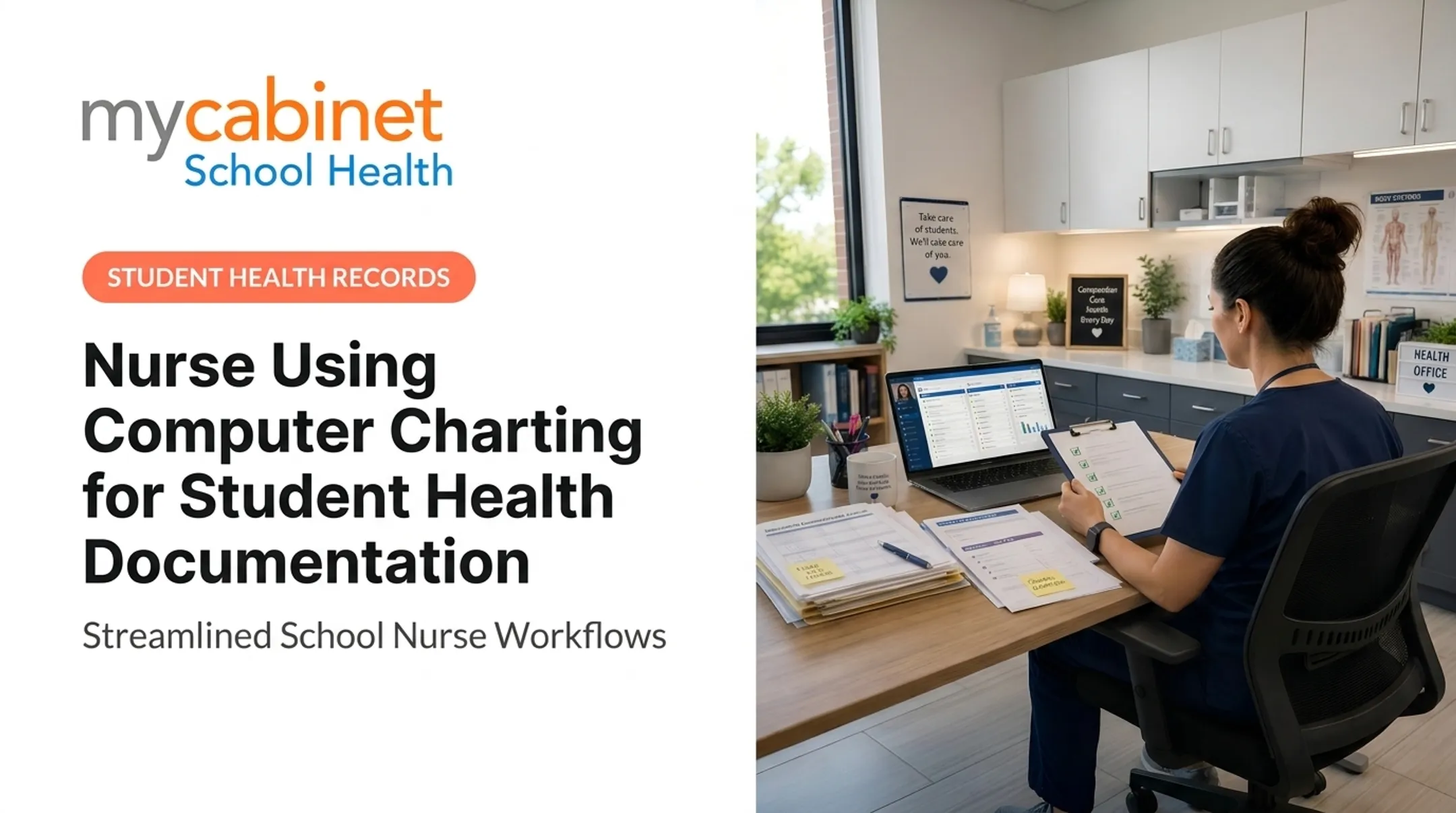 Nurse Using Computer Charting for Student Health Documentation
