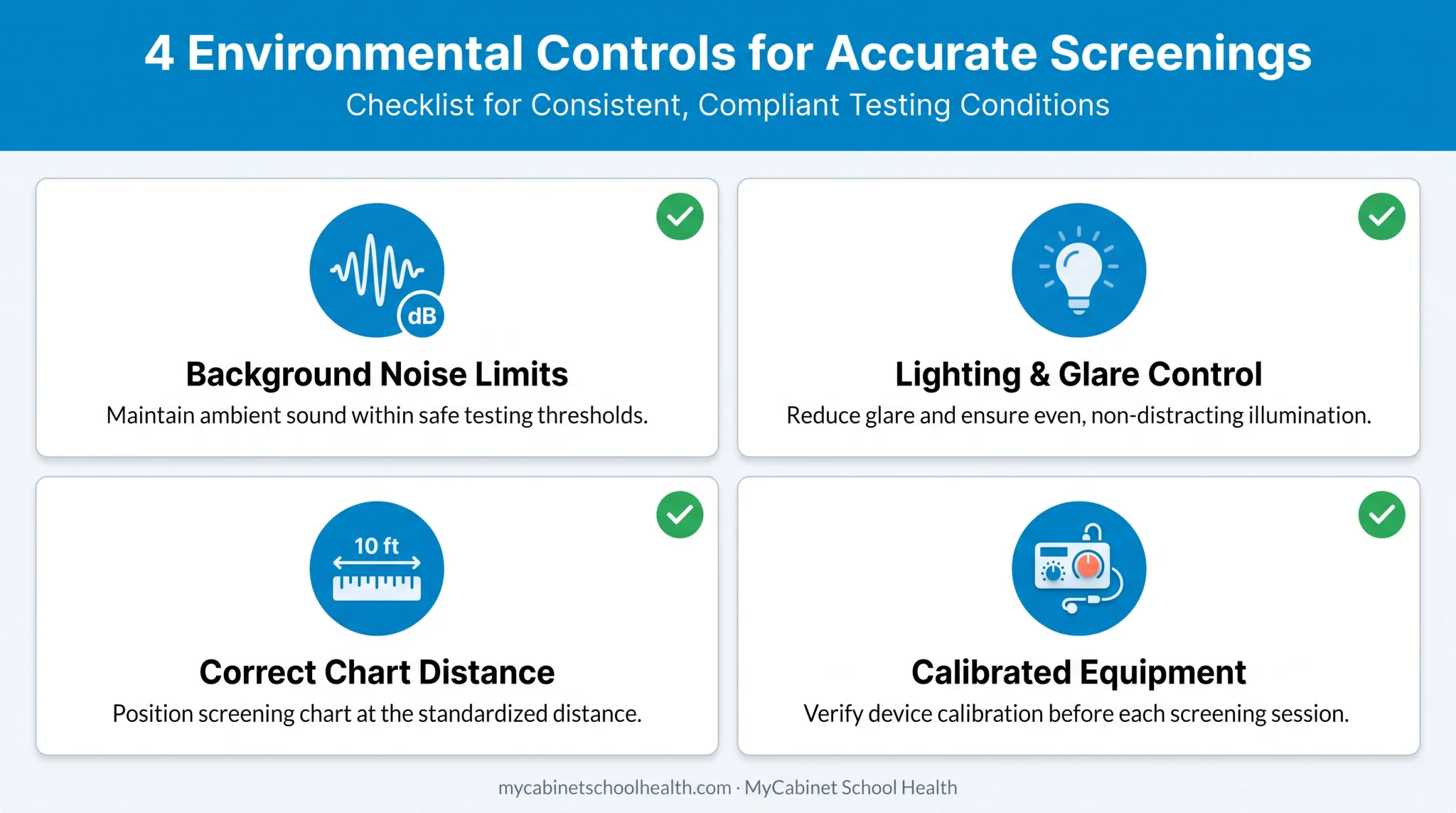 Environmental factors checklist for accurate hearing and vision screenings