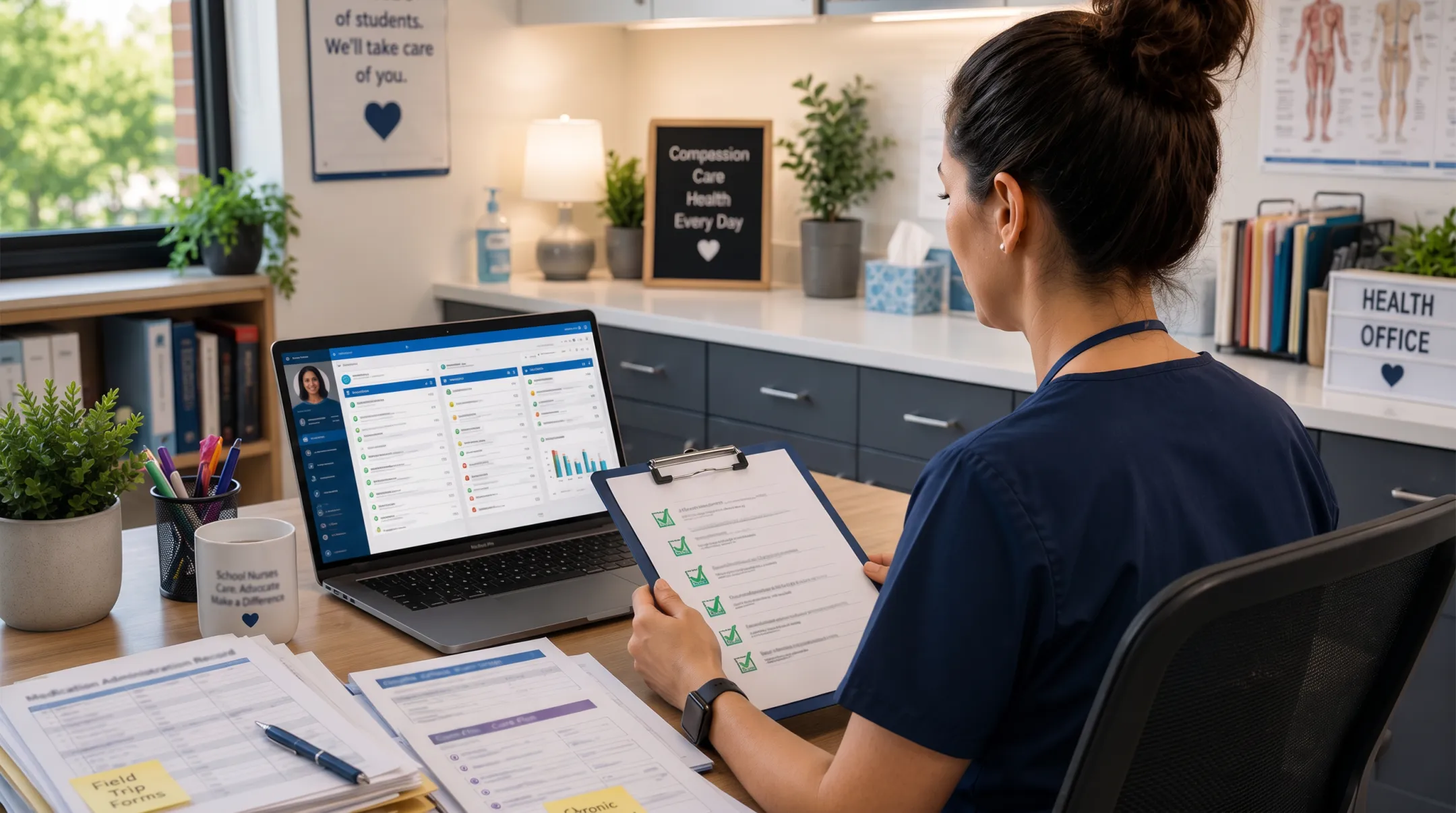 School health platform organizing student care plans and nurse workflows