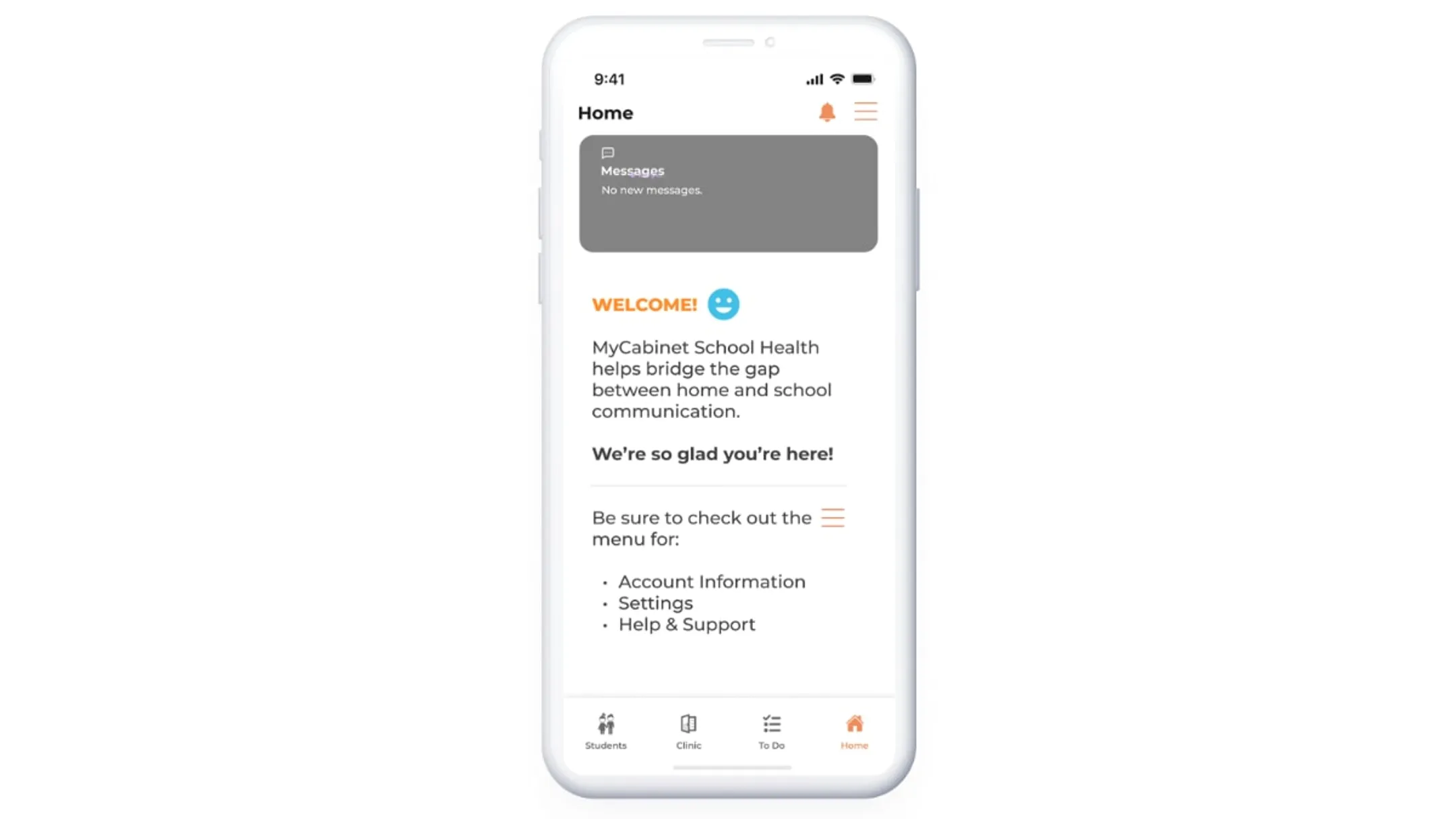 MyCabinet platform showing Nurse Portal Parent App and SIS sync