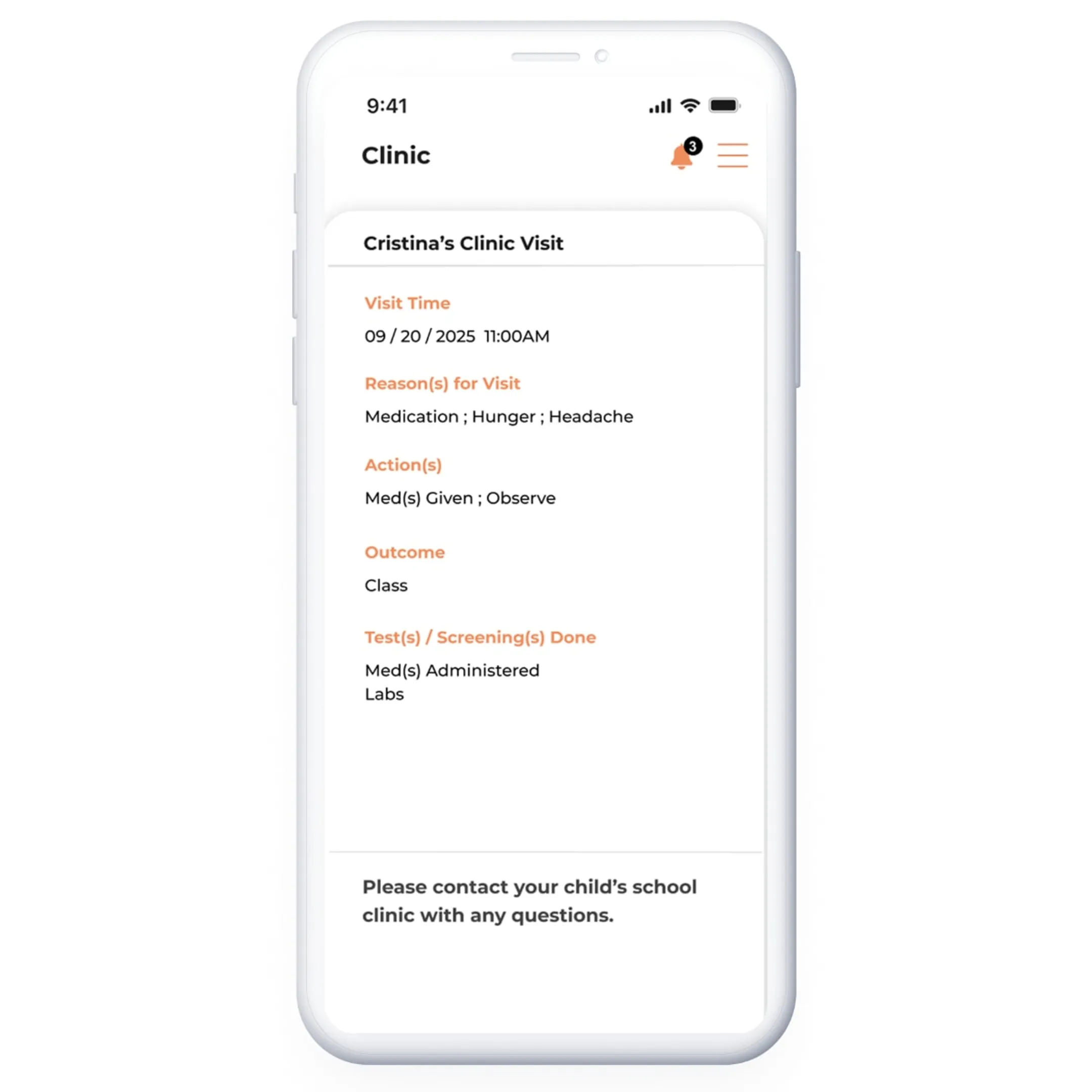 Nurse using a digital school health workflow