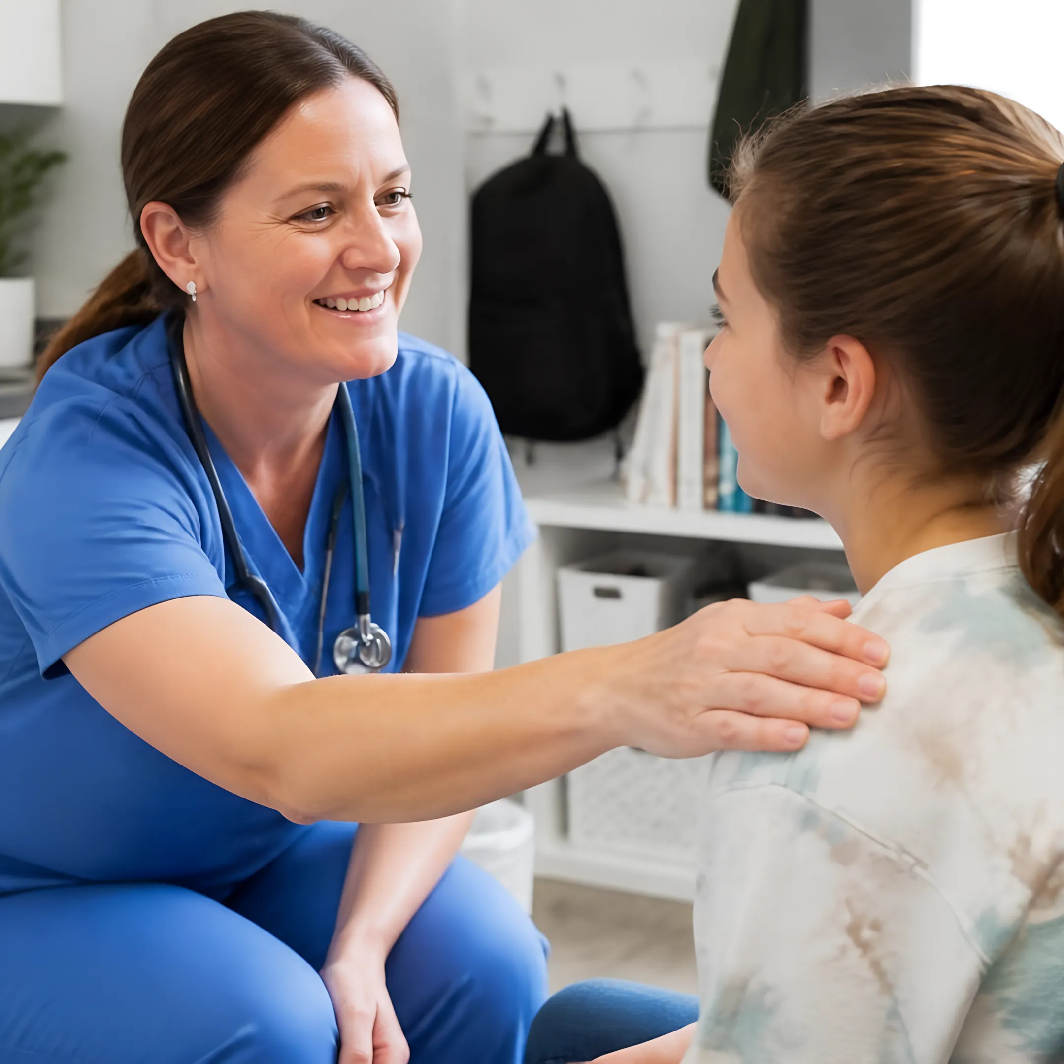 School nurse managing connected student care information