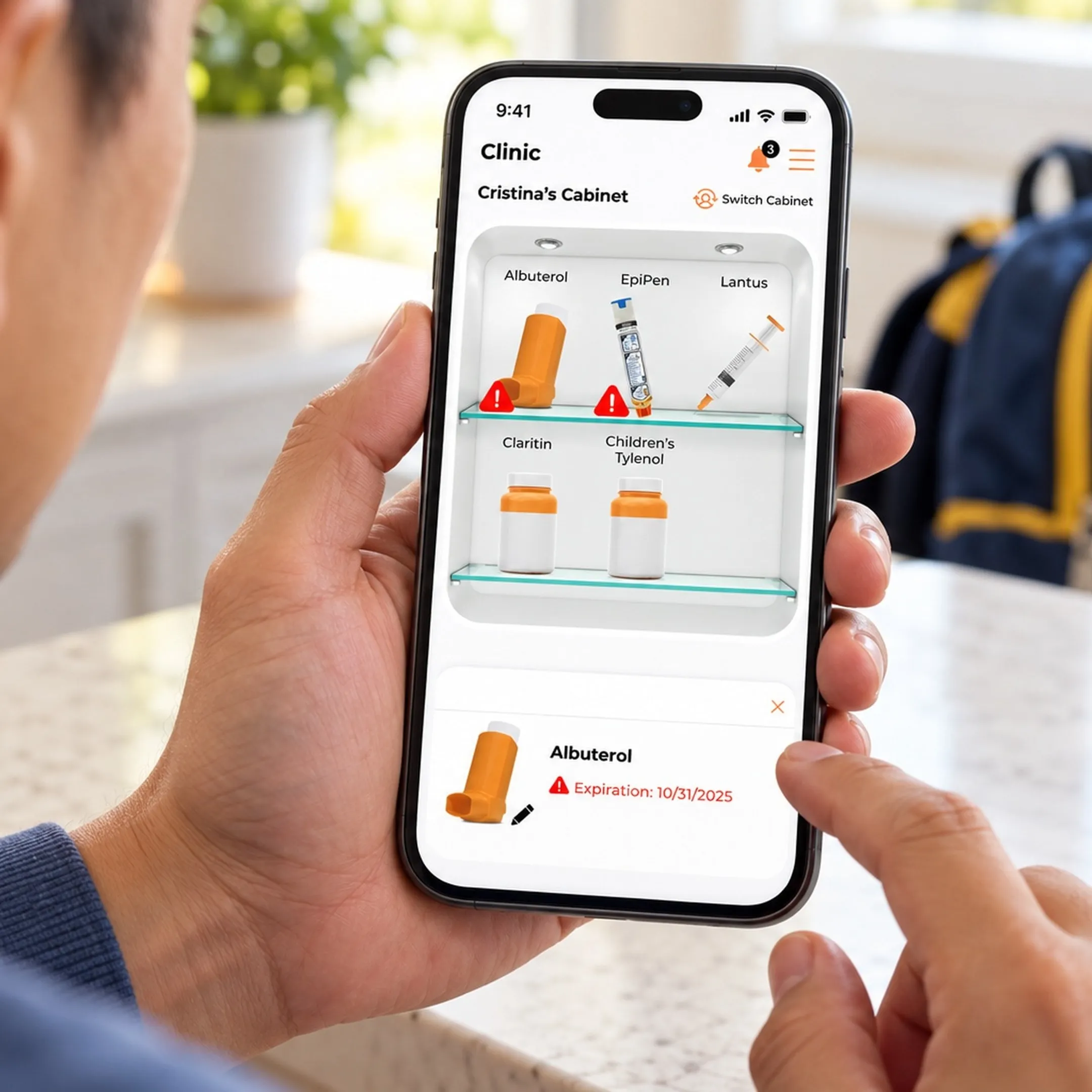 Nurse viewing connected student health information